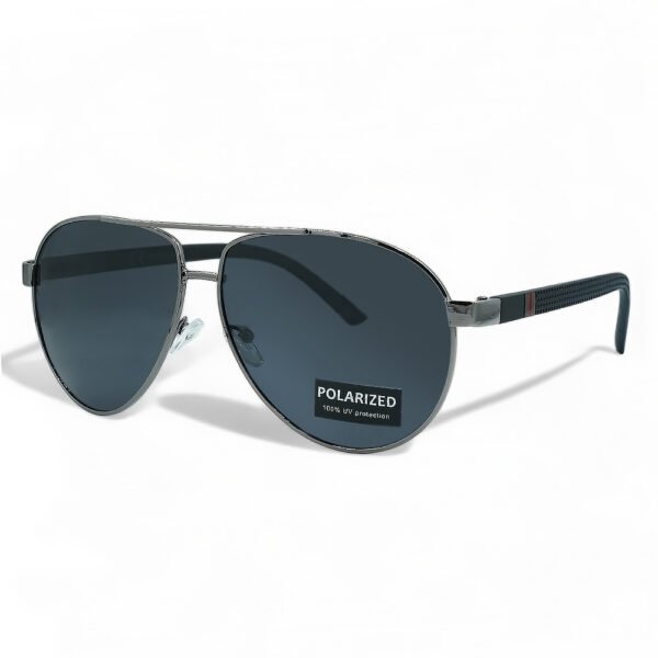 Riverio Ανδρικά Γυαλιά Ηλίου Polarized Οβάλ με Gun Μεταλλικό Σκελετό και Μαύρο Φακό RV6042572