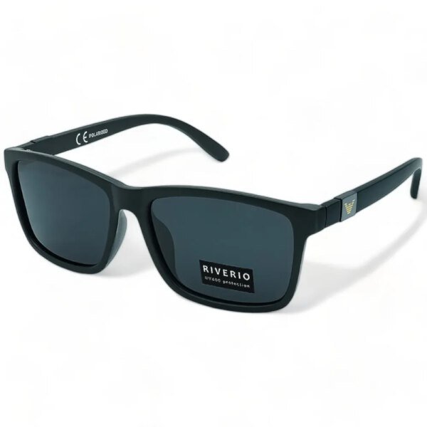 Riverio Ανδρικά Γυαλιά Ηλίου Polarized Τετράγωνα με Μαύρο Κοκκάλινο Σκελετό και Μαύρο Φακό RV6042641