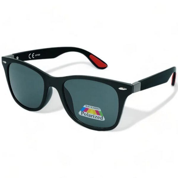 Riverio Unisex Γυαλιά Ηλίου Polarized Τετράγωνα με Μαύρο Κοκκάλινο Σκελετό και Μαύρο Φακό RV6042653