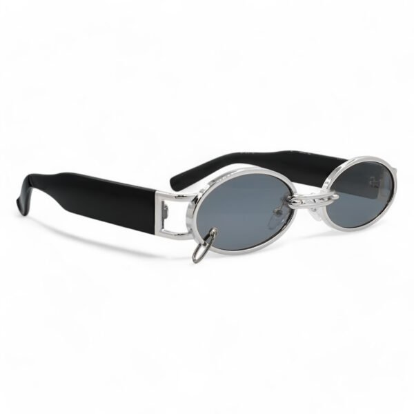 Riverio Unisex Γυαλιά Ηλίου UV400 Μακρόστενο με Ασημί  Σκελετό και Μαύρο Φακό RVF89601
