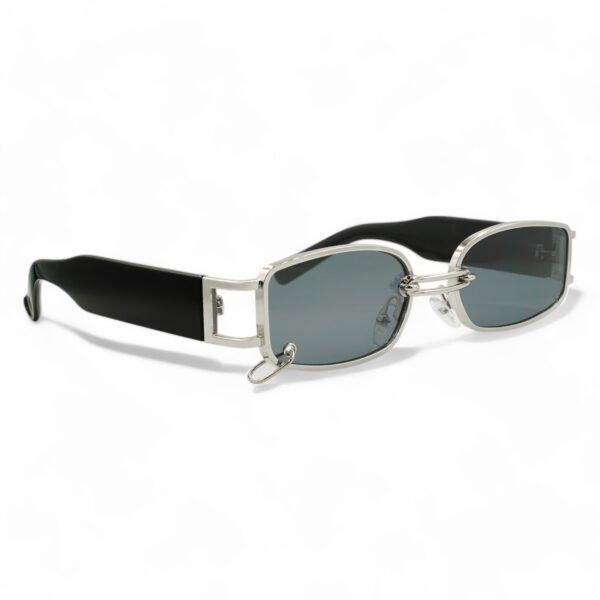 Riverio Unisex Γυαλιά Ηλίου UV400 Μακρόστενο με Ασημί  Σκελετό και Μαύρο Φακό RVF89704