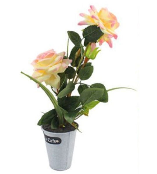 Mr Elephant Τεχνητό Φυτό σε Γλάστρα Κίτρινο Τριαντάφυλλο 9x33cm SDS-21505