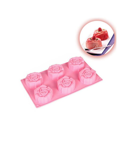 Sds-22279 Φόρμα Ζαχαροπλαστικής για Cupcakes/Muffins από Σιλικόνη 6 Θέσεων Ροζ 105872