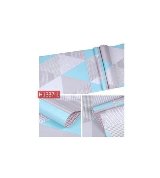 Αυτοκόλλητη Ταπετσαρία Τοίχου Γκρι/Γαλάζια με Γεωμετρικά Σχέδια 45cmx2m - 24376