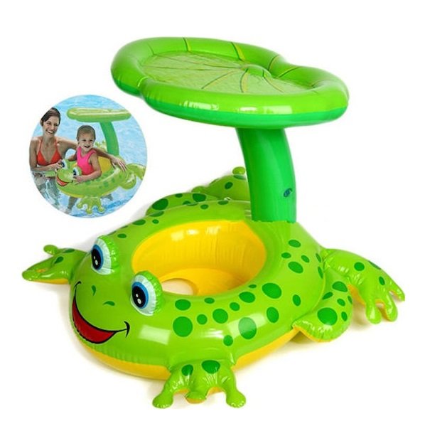 Βρεφικό Σωσίβιο Swimtrainer με Μήκος 70εκ. και Σκίαστρο για 6 Μηνών έως 3 Ετών Πράσινο 8251 05004FRG00GN Βάτραχος