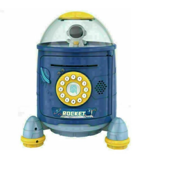 Παιδικός Κουμπαράς Πλαστικός Rocket Piggy Bank Μπλε 16x16x22cm
