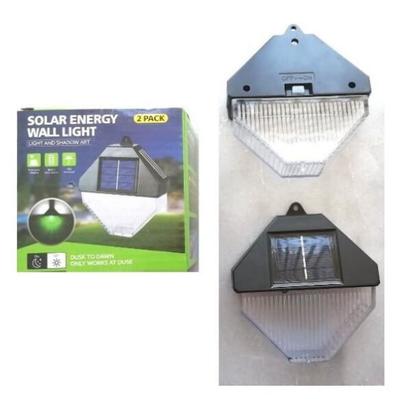 Σετ 2 Επιτοίχια Ηλιακά Φωτιστικά με Φωτοκύτταρο IP65 10x11.2x3εκ. 03008BCB00BK
