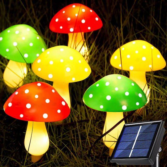 LED Αδιάβροχα Ηλιακά Καρφωτά - Χωνευτά Φωτιστικά Μανιτάρια με Ηλιακό Πάνελ Σετ 6τμχ
