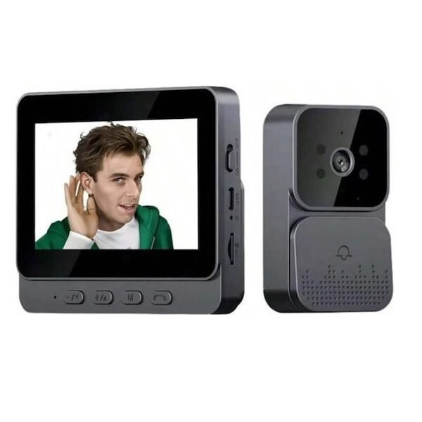 Mini Κουδούνι Πόρτας Doorbell με Κάμερα FHD 1080P και Οθόνη Μόνιτορ 4.3" σε Μαύρο Χρώμα OEM