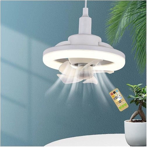 360ᵒ Περιστρεφόμενος Ανεμιστήρας Led Λάμπα Ε27 60w 6500K Με Τηλεχειριστήριο 17964-152