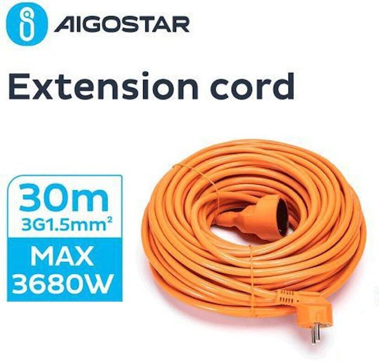 Μπαλαντέζα 3x1.5mm Προέκταση Καλωδίου με Μήκος 30m Aigostar Πορτοκαλί-110329