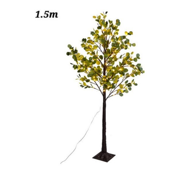 Ηλιακό Δέντρο 1.5m με Πράσινα Φύλλα Ευκάλυπτου και 210 LED σε Θερμό Λευκό Φωτισμό 2700K Aigostar Καφέ