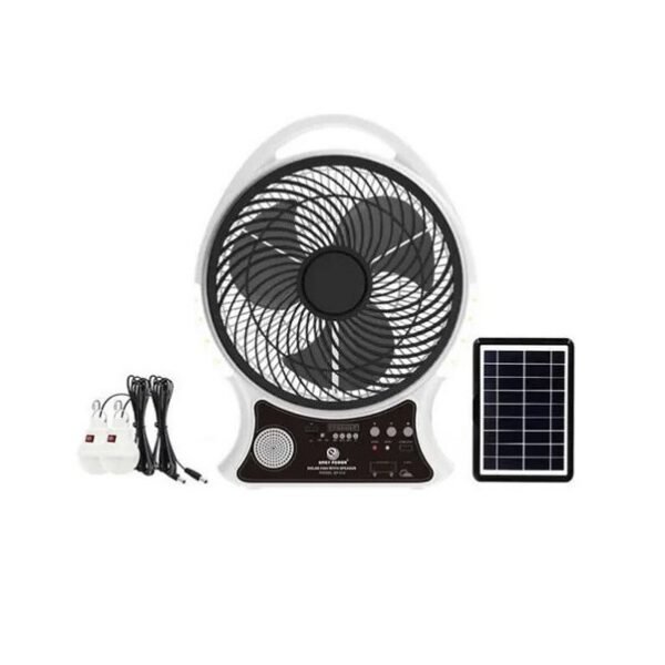 Επαναφορτιζόμενος Ηλιακός Ανεμιστήρας Ραδιόφωνο Θύρα Φόρτισης Usb 2 Λάμπες Ηλιακό Πάνελ Andowl Q-f620