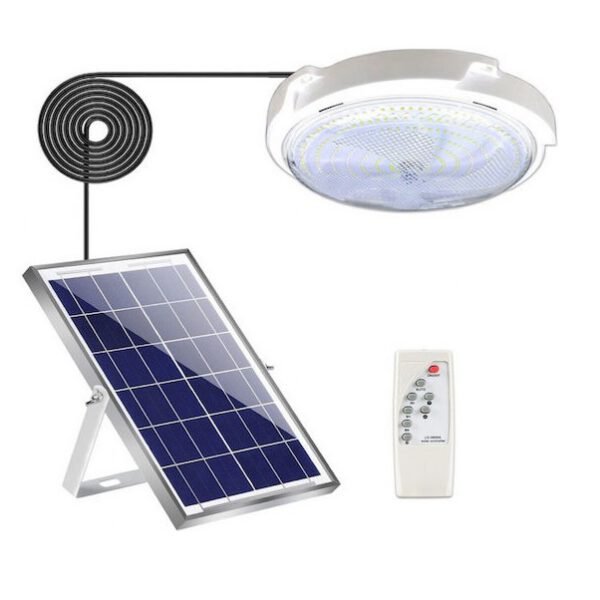 Ηλιακό Φωτιστικό Οροφής Αδιάβροχο 20W 60 SMD Ψυχρό Λευκό 6500K με Τηλεχειριστήριο W7106-1