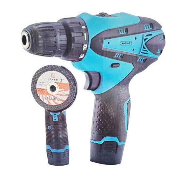 Andowl Q-G920 Σετ Γωνιακός Τροχός & Κρουστικό Δραπανοκατσάβιδο 12V με 2 Μπαταρίες και Θήκη