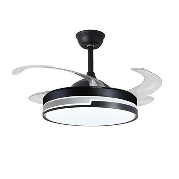 Πτυσσόμενος ανεμιστήρας με μοντέρνο φωτισμό οροφής 48″ και τηλεχειριστήριο 120w RZ-184 Μαύρο-KLN-608851