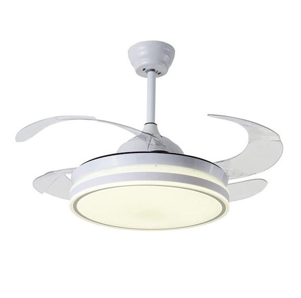 Πτυσσόμενος ανεμιστήρας με μοντέρνο φωτισμό οροφής 48″ και τηλεχειριστήριο 120w RZ-183 Λευκό